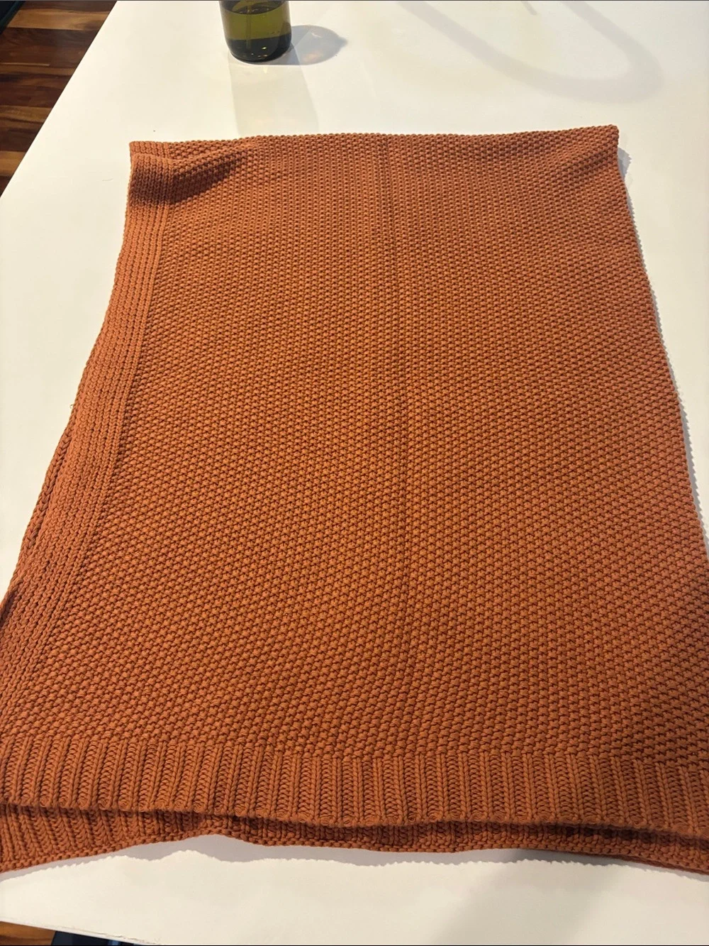 West Elm Cotton Knit Throw Blanket- Copper Rust